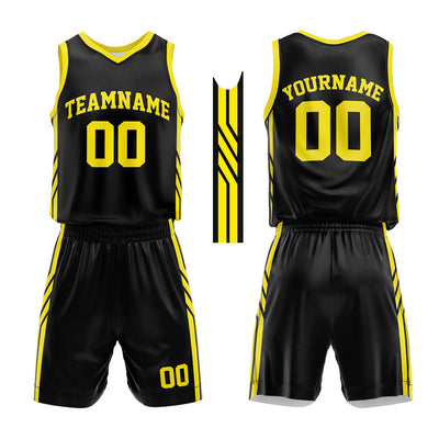 Custom Basketball Jersey Uniform Suit Printed Your Logo Name Number Black-Yellow enthsush