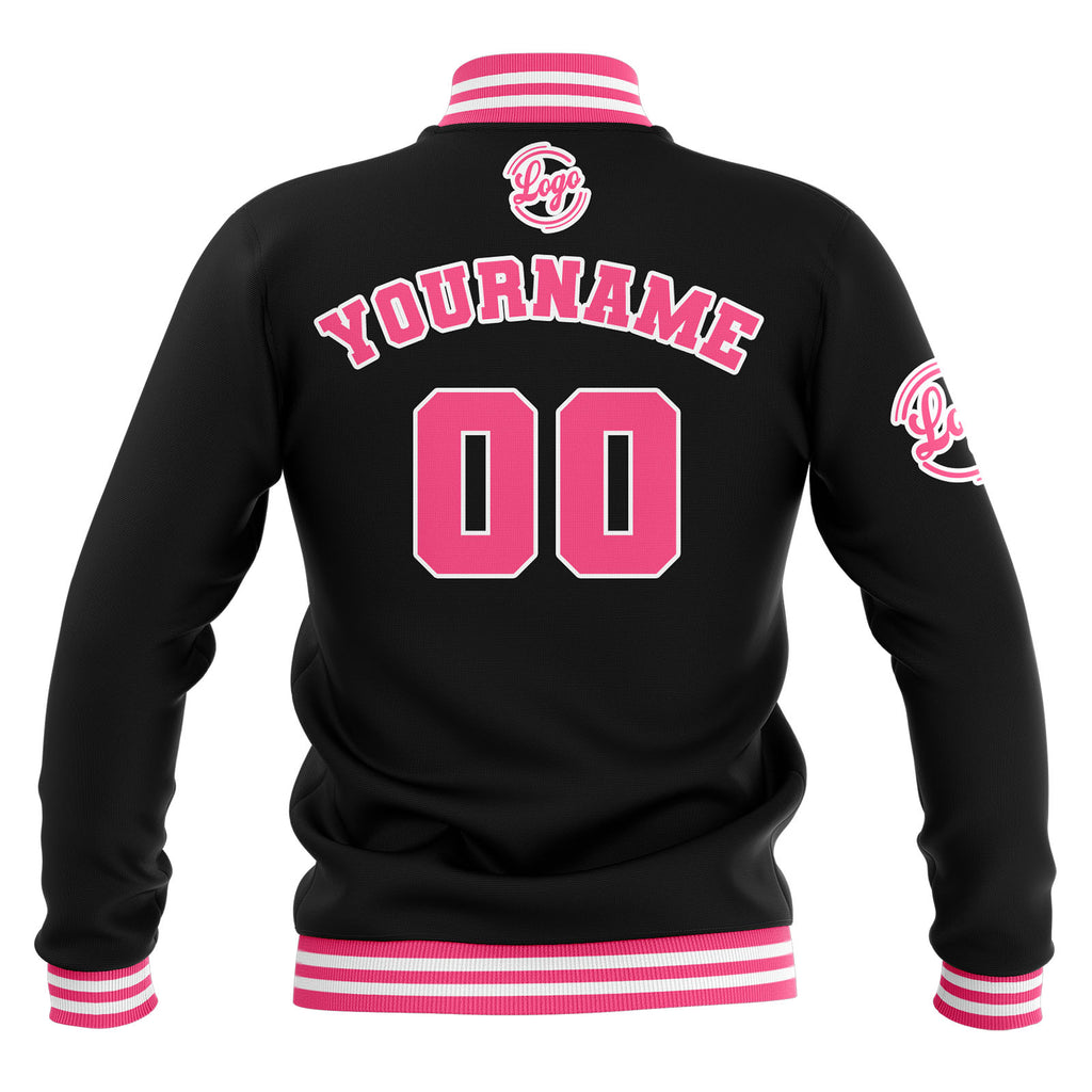 Custom Black Pink White Waterproof Varsity Jackets Personalized Stitched Name Number Logo to Letterman Jackets enthsush