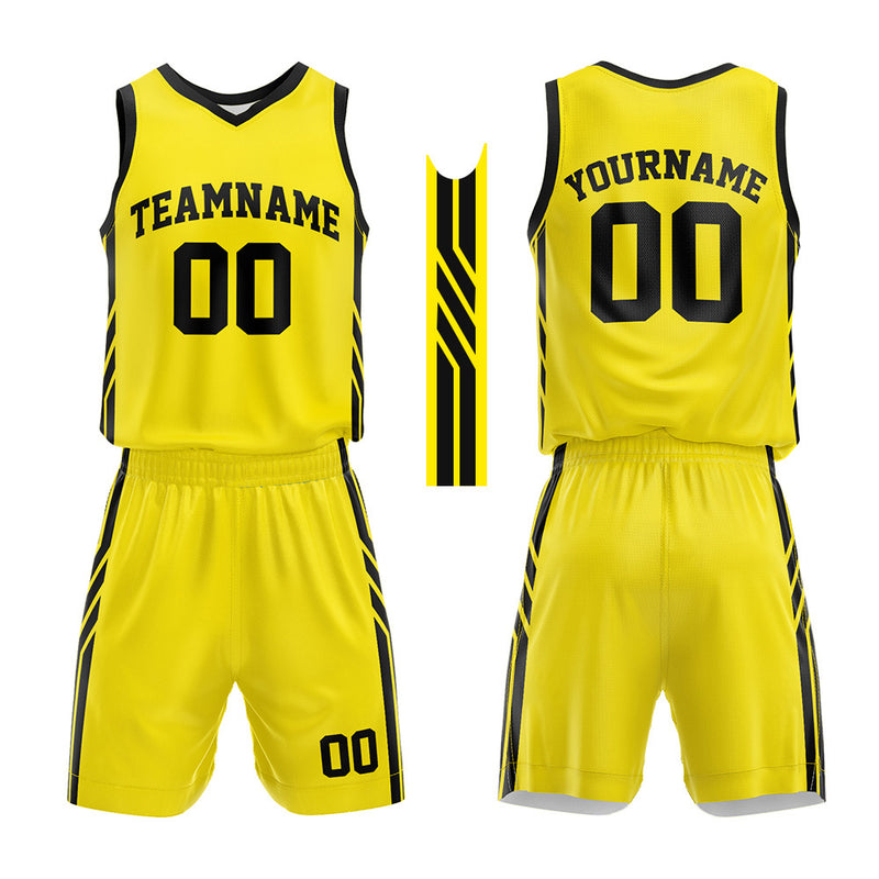 Custom Basketball Jersey Uniform Suit Printed Your Logo Name Number Yellow-Black enthsush