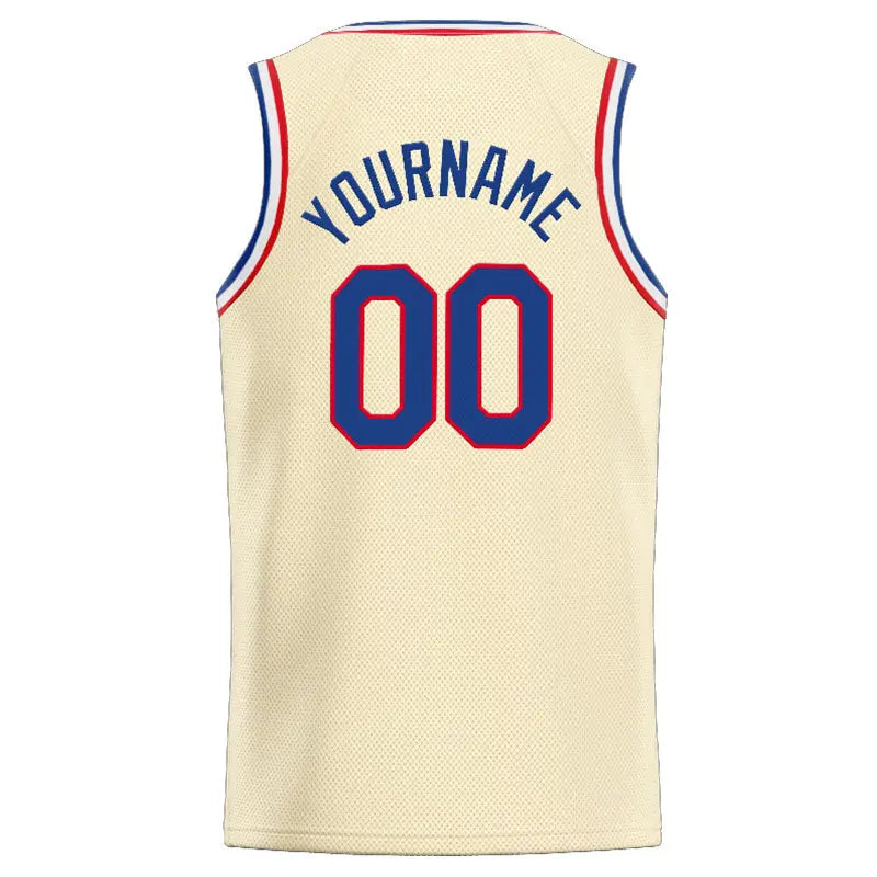 Custom Stitched Basketball Jersey for Men, Women And Kids Cream-Royal-Red enthsush