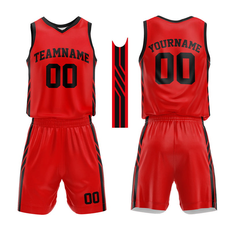 Custom Basketball Jersey Uniform Suit Printed Your Logo Name Number Red-Black enthsush