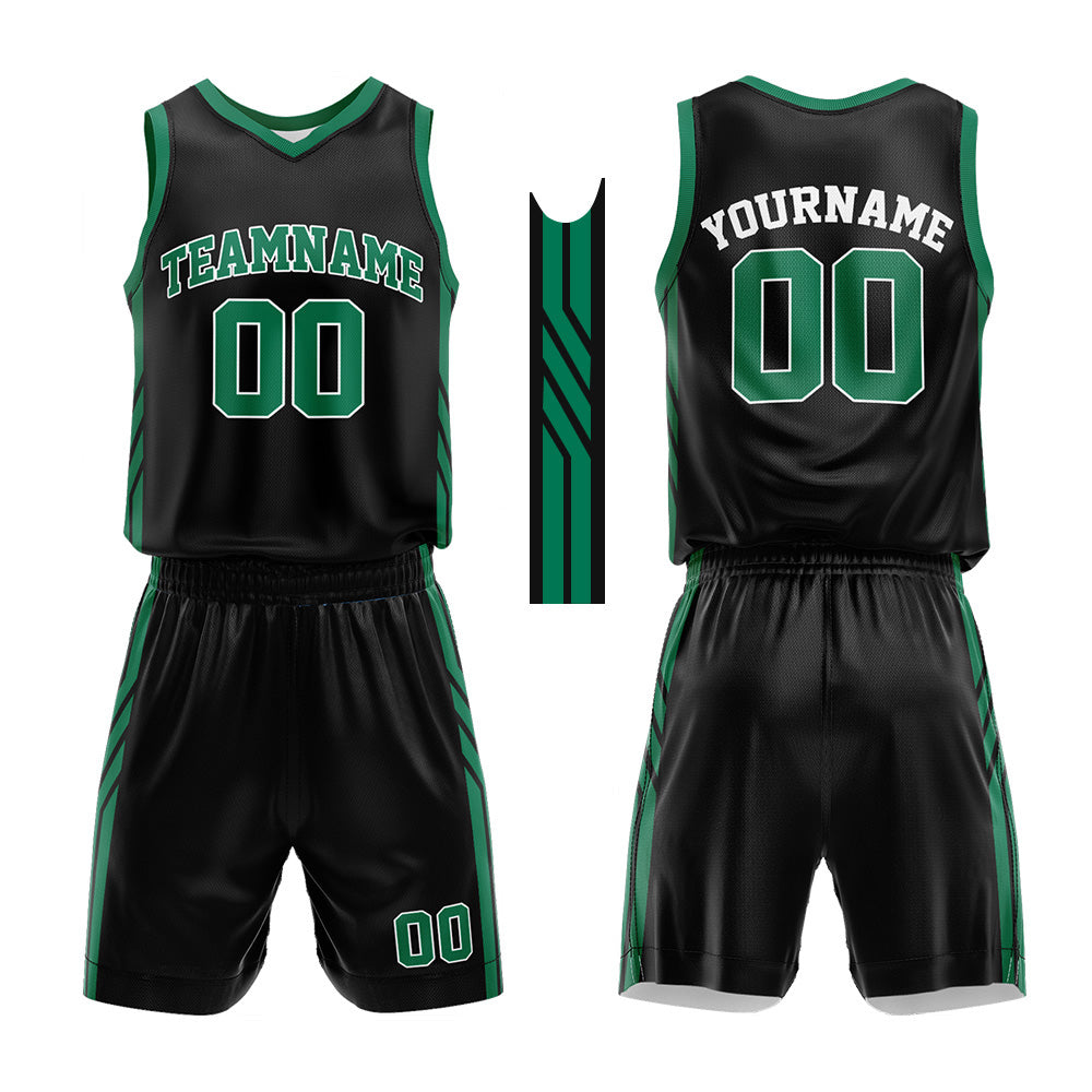 Custom Basketball Jersey Uniform Suit Printed Your Logo Name Number Black-Green enthsush
