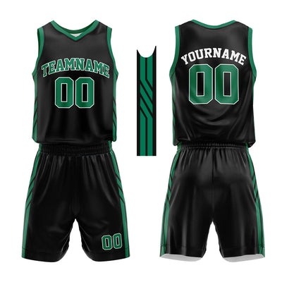 Custom Basketball Jersey Uniform Suit Printed Your Logo Name Number Black-Green enthsush