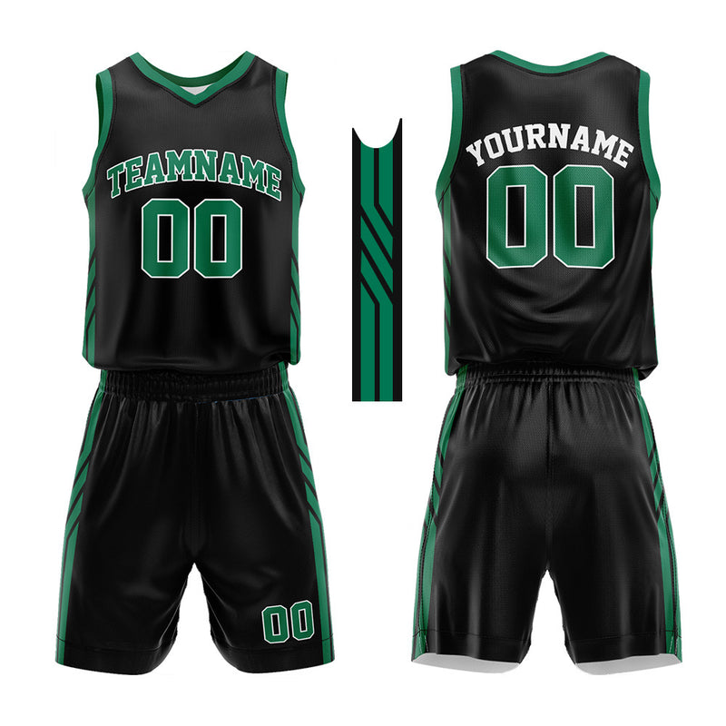 Custom Basketball Jersey Uniform Suit Printed Your Logo Name Number Black-Green