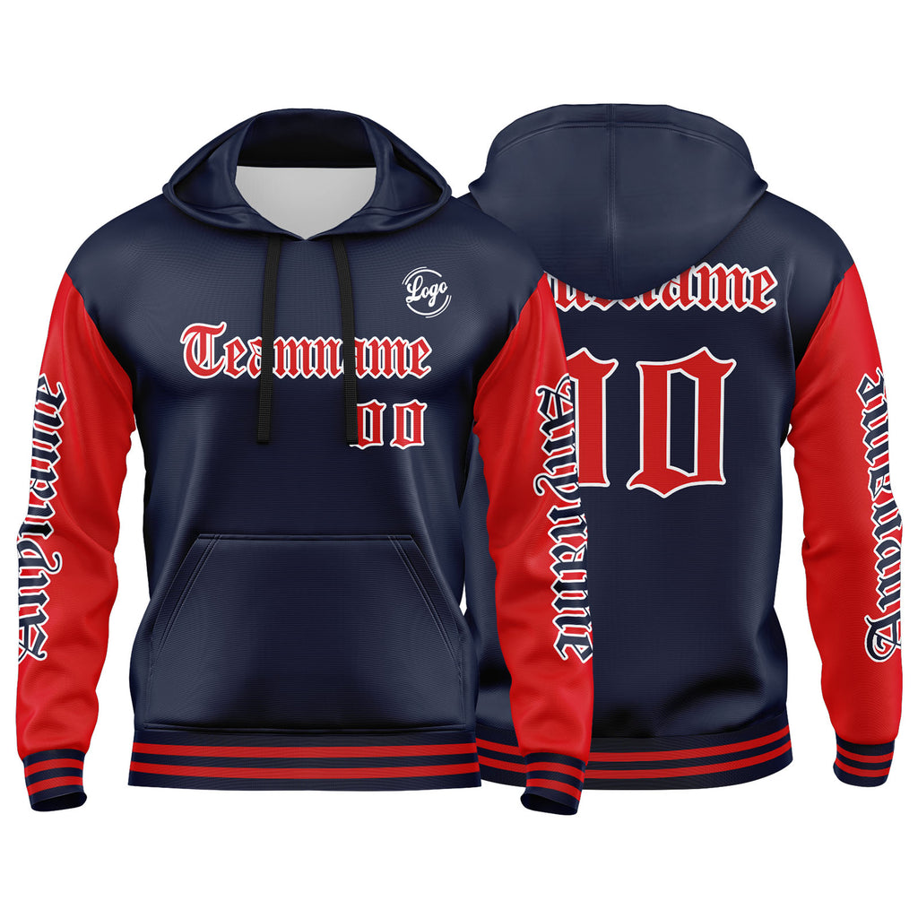 Custom Navy Red Sweatshirt Hoodie For Men Women Girl Boy Print Your Logo Name Number enthsush