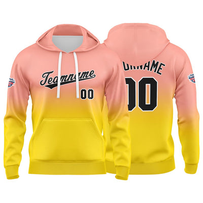 Custom Gradient Hoodie For Man Woman Girl Boy Print Your Logo Name Number Light Pink Yellow enthsush
