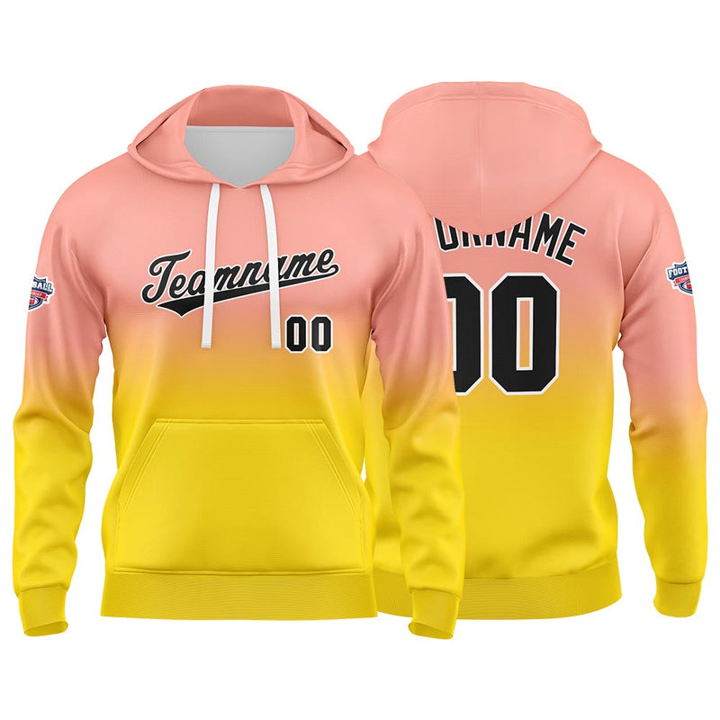 Custom Gradient Hoodie For Man Woman Girl Boy Print Your Logo Name Number Light Pink Yellow