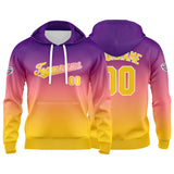 Custom Gradient Hoodie For Man Woman Girl Boy Print Your Logo Name Number Purple Yellow