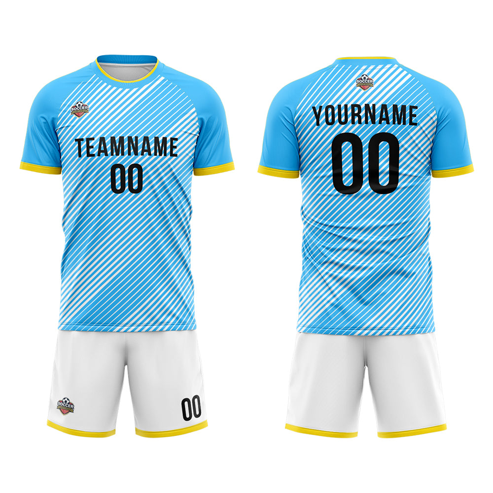 Custom Soccer Jerseys for Men Women Personalized Soccer Uniforms for Adult and Kid Light Blue-White enthsush
