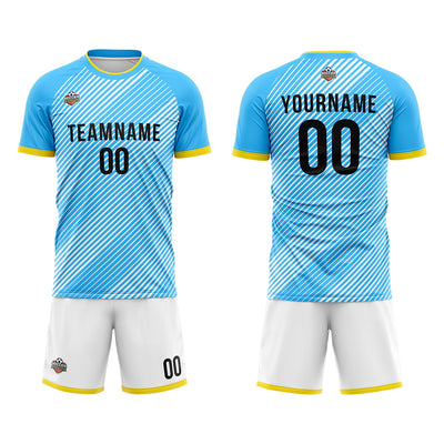 Custom Soccer Jerseys for Men Women Personalized Soccer Uniforms for Adult and Kid Light Blue-White enthsush