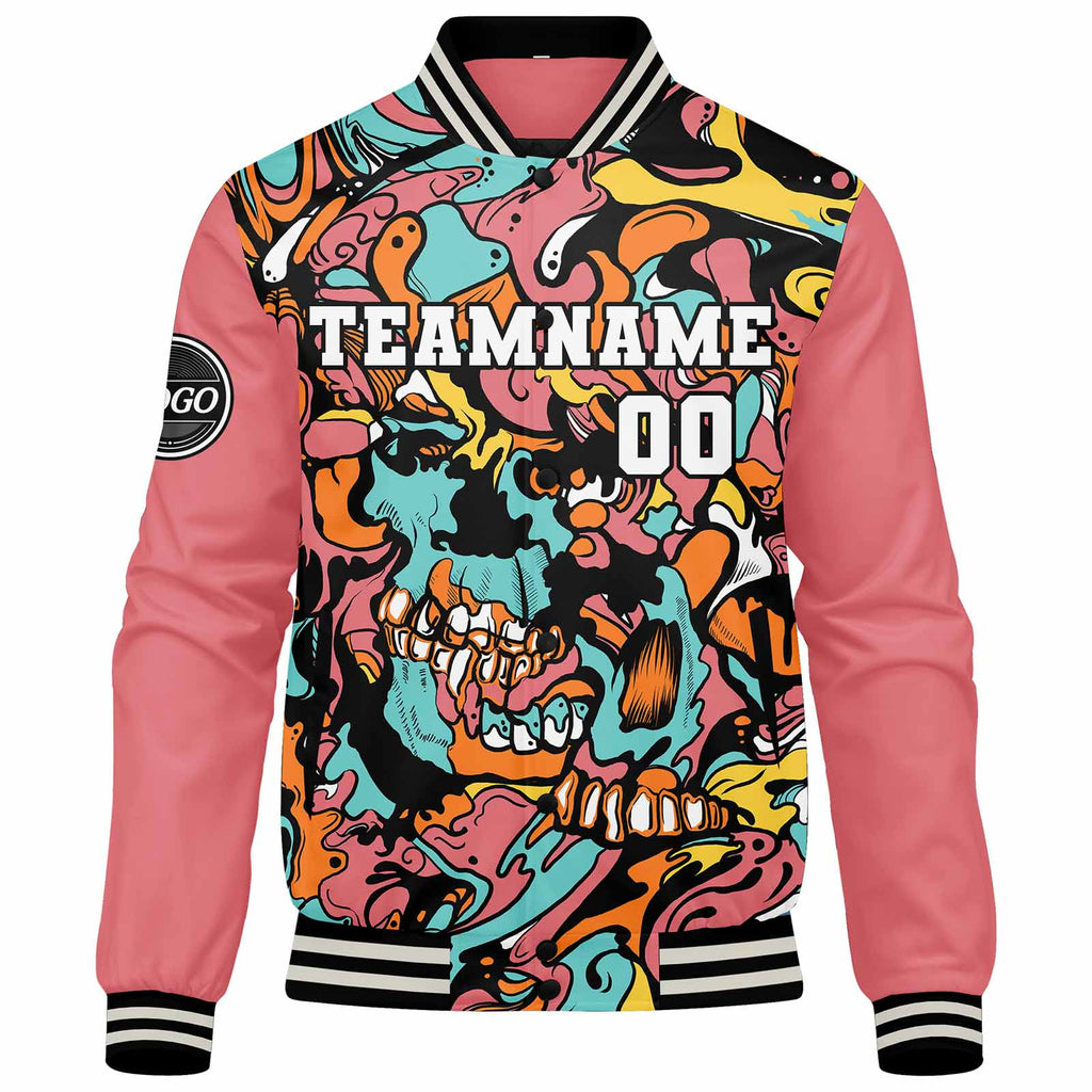 Custom Varsity Jacket Letterman jacket for Men, Women and Youth Pink enthsush