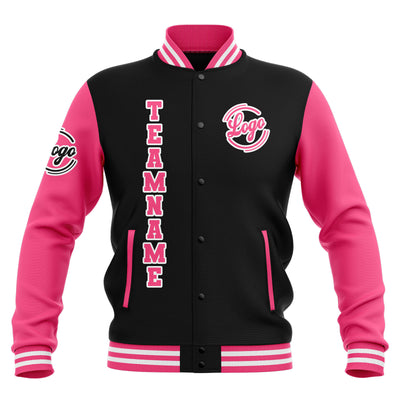 Custom Black Pink White Waterproof Varsity Jackets Personalized Stitched Name Number Logo to Letterman Jackets enthsush