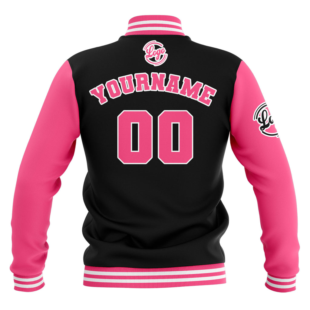 Custom Black Pink White Waterproof Varsity Jackets Personalized Stitched Name Number Logo to Letterman Jackets enthsush