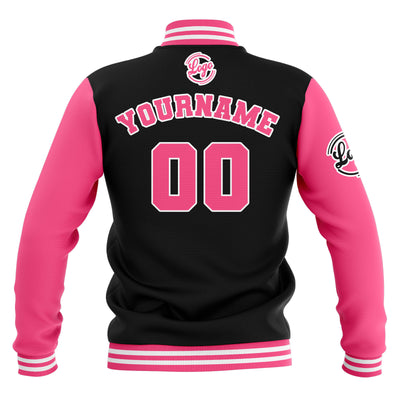 Custom Black Pink White Waterproof Varsity Jackets Personalized Stitched Name Number Logo to Letterman Jackets enthsush