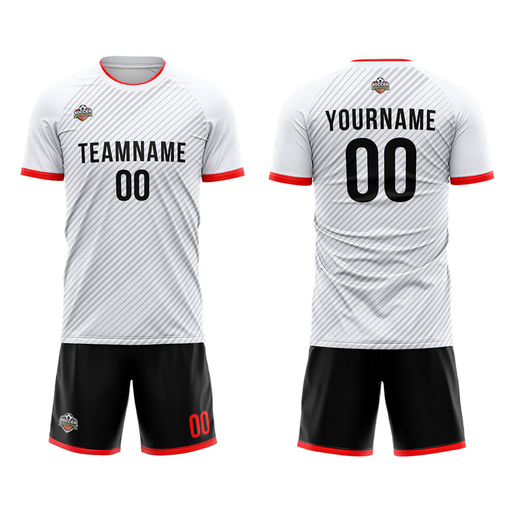 Custom Soccer Jerseys for Men Women Personalized Soccer Uniforms for Adult and Kid White-Black enthsush