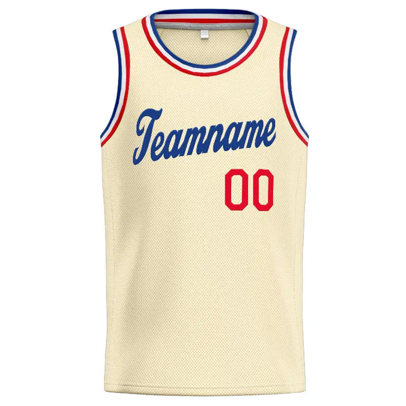 Custom Stitched Basketball Jersey for Men, Women And Kids Cream-Royal-Red enthsush