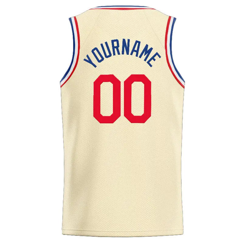 Custom Stitched Basketball Jersey for Men, Women And Kids Cream-Royal-Red enthsush