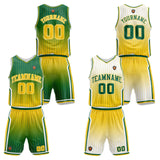 Custom Gradient Yellow Green Reversible Basketball Suit for Adults and Kids Personalized Jersey