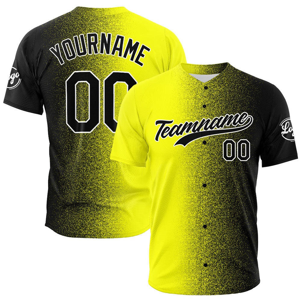 Custom Full Print Design Authentic Baseball Jersey Yellow-Black enthsush