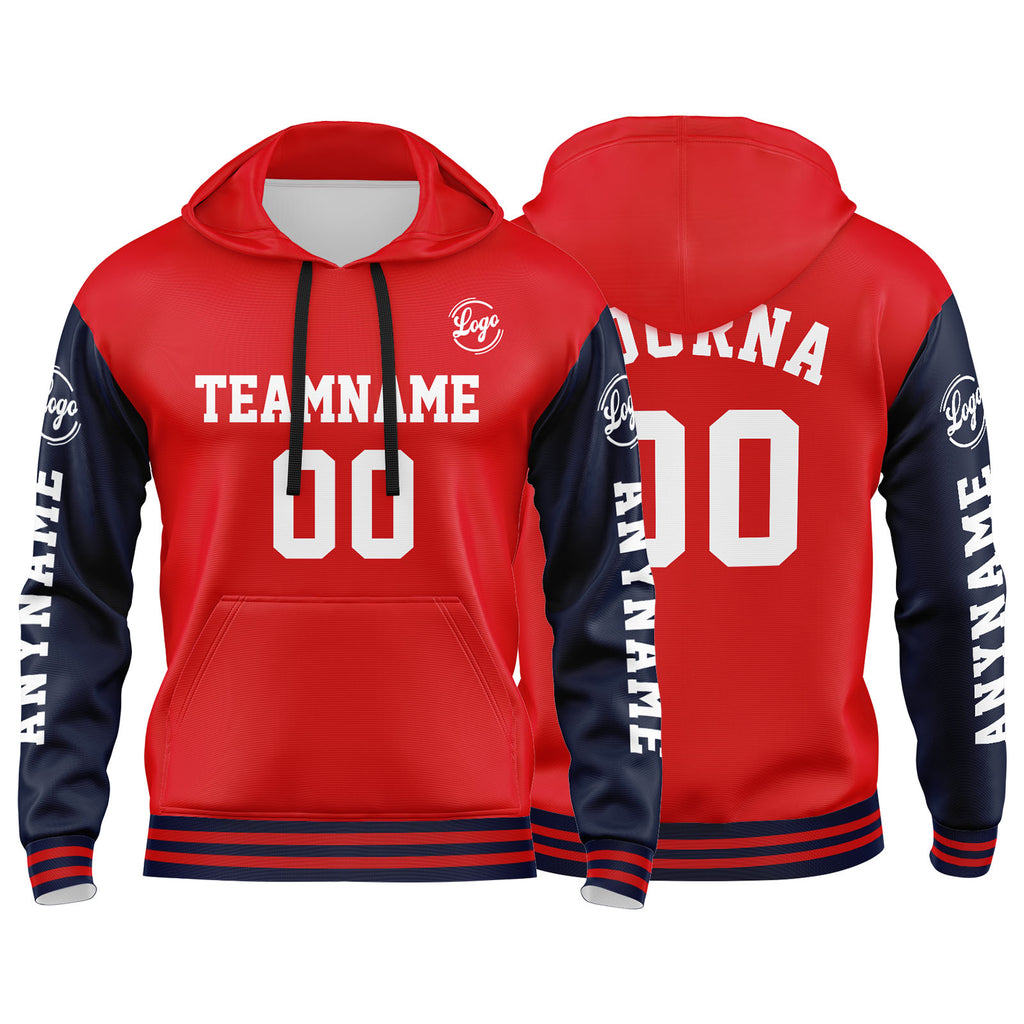 Custom Navy Red Sweatshirt Hoodie For Men Women Girl Boy Print Your Logo Name Number enthsush