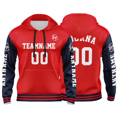 Custom Navy Red Sweatshirt Hoodie For Men Women Girl Boy Print Your Logo Name Number enthsush