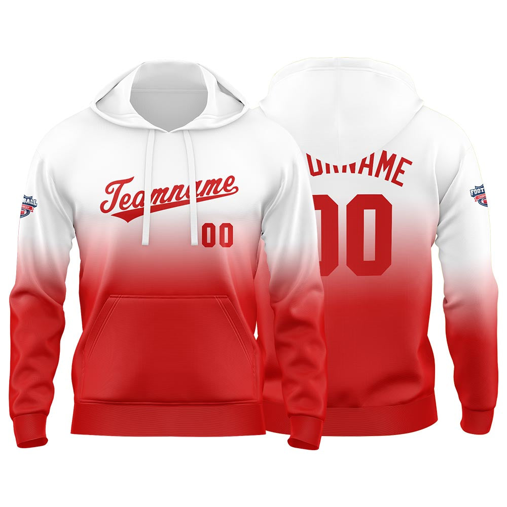 Custom Gradient Hoodie For Man Woman Girl Boy Print Your Logo Name Number Red enthsush