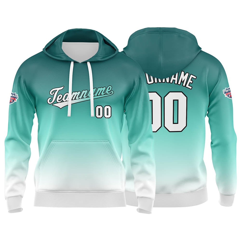 Custom Gradient Hoodie For Man Woman Girl Boy Print Your Logo Name Number White Green enthsush