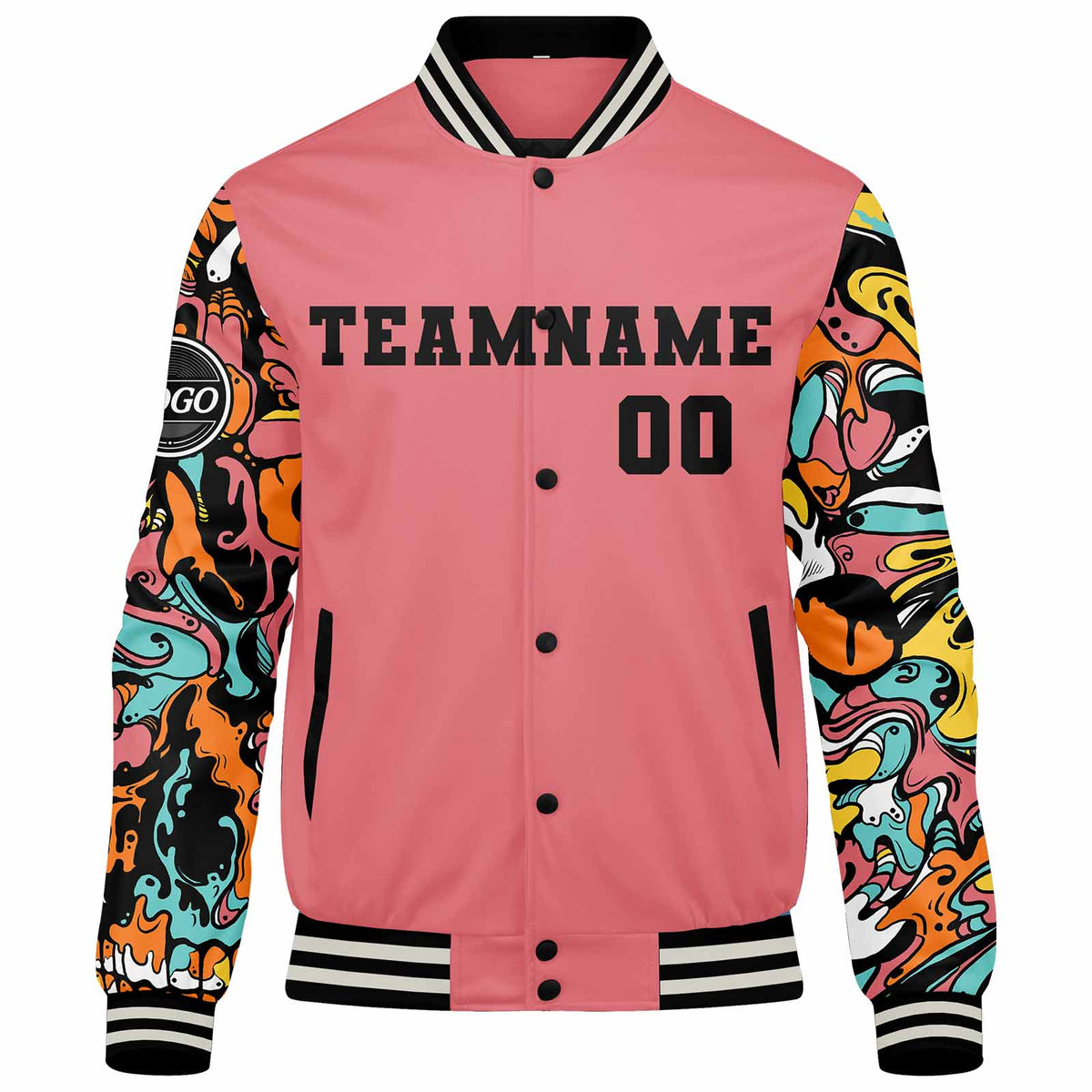 Custom Varsity Jacket Letterman jacket for Men, Women and Youth Pink enthsush