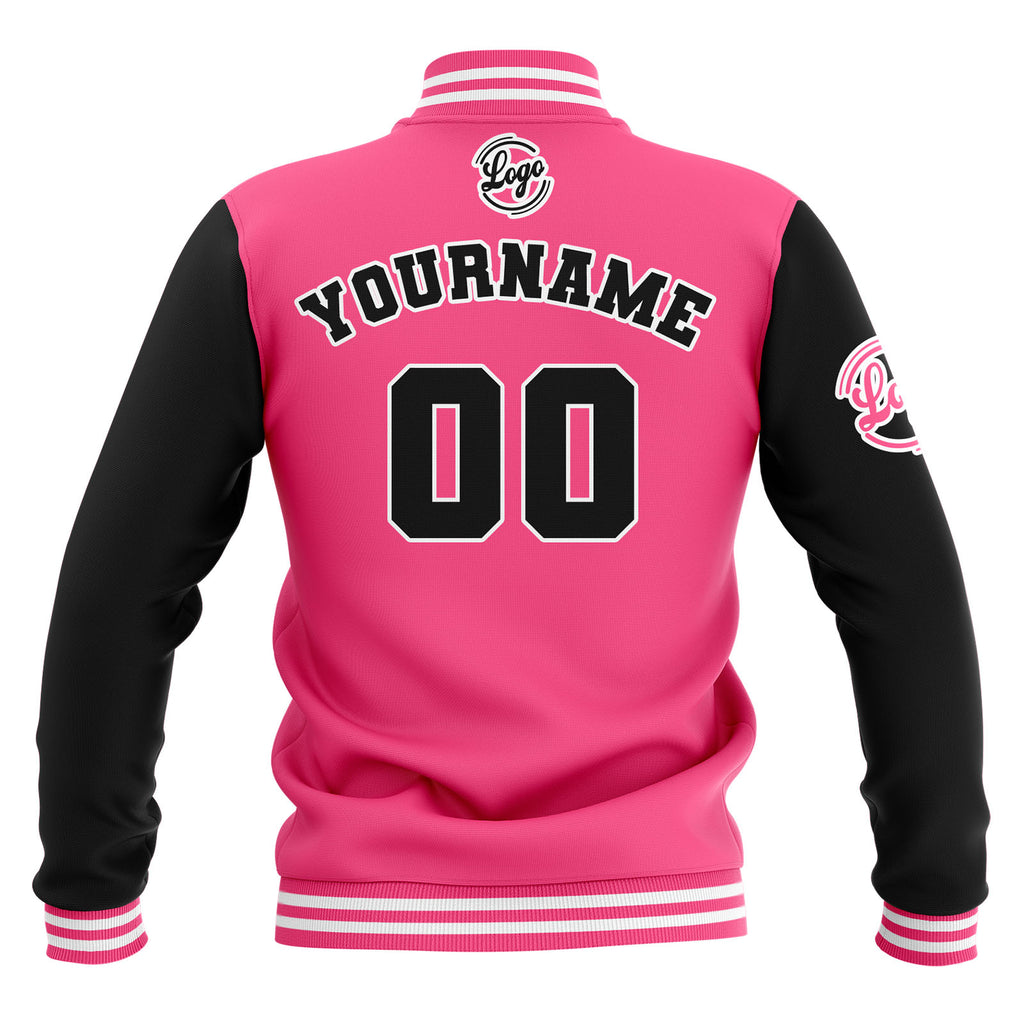 Custom Black Pink White Waterproof Varsity Jackets Personalized Stitched Name Number Logo to Letterman Jackets enthsush