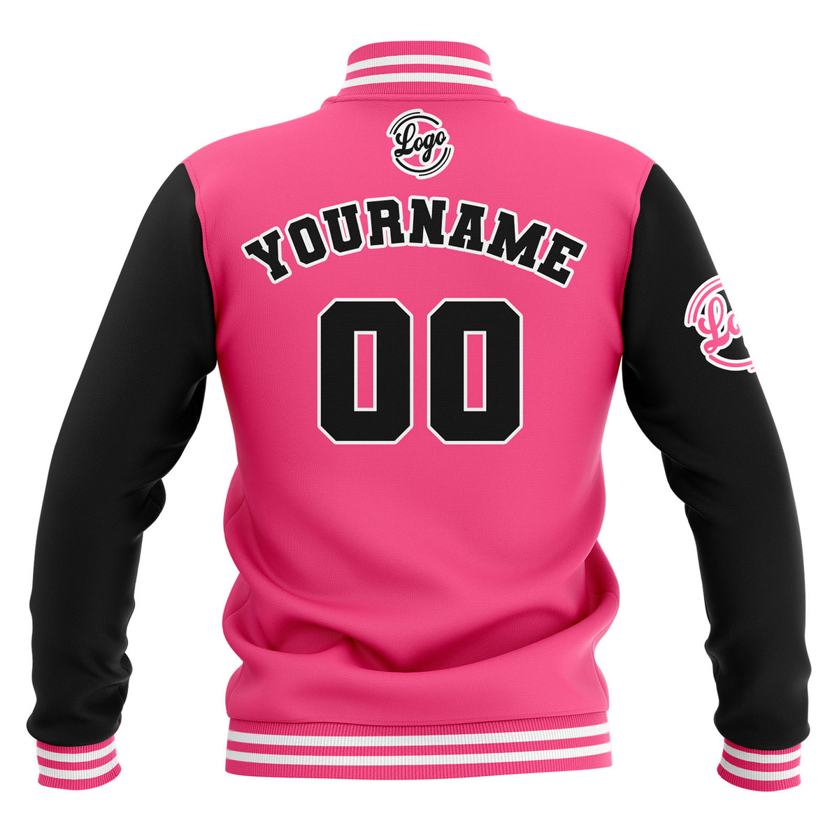 Custom Black Pink White Waterproof Varsity Jackets Personalized Stitched Name Number Logo to Letterman Jackets enthsush