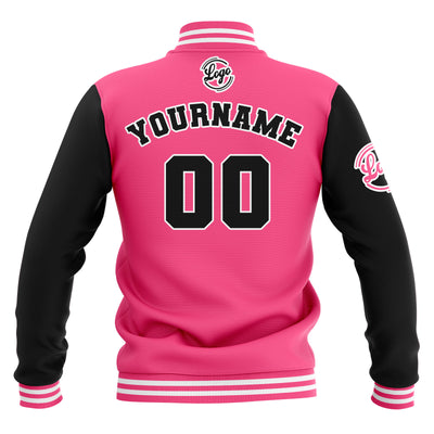 Custom Black Pink White Waterproof Varsity Jackets Personalized Stitched Name Number Logo to Letterman Jackets enthsush