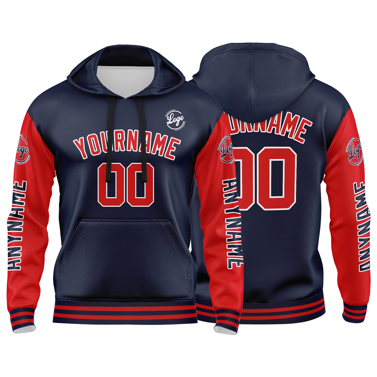 Custom Navy Red Sweatshirt Hoodie For Men Women Girl Boy Print Your Logo Name Number enthsush
