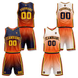 Custom Gradient Navy Orange Reversible Basketball Suit for Adults and Kids Personalized Jersey