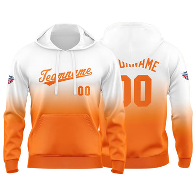 Custom Gradient Hoodie For Man Woman Girl Boy Print Your Logo Name Number White Orange enthsush