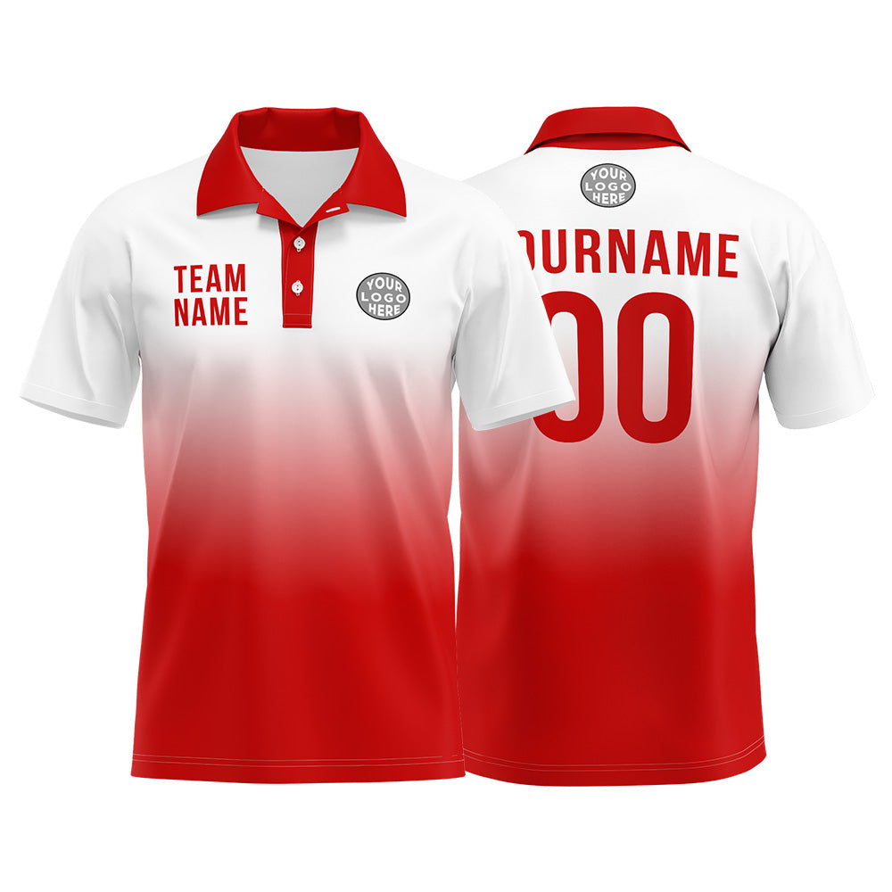 Custom Red Football Polo Shirts Add Your Unique Logo/Name/Number enthsush
