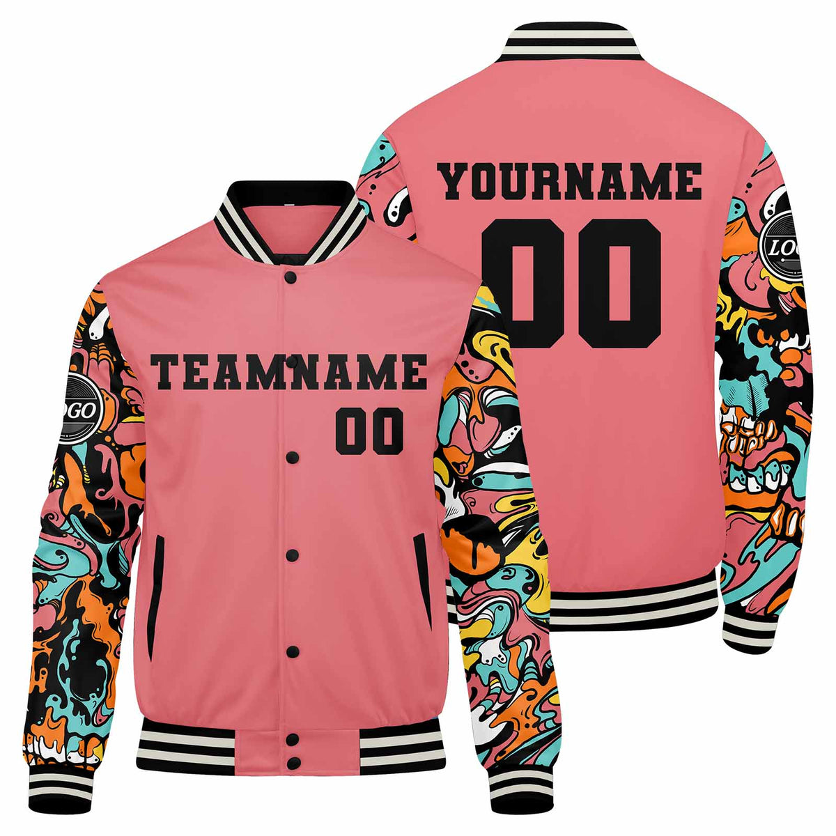 Custom Varsity Jacket Letterman jacket for Men, Women and Youth Pink enthsush