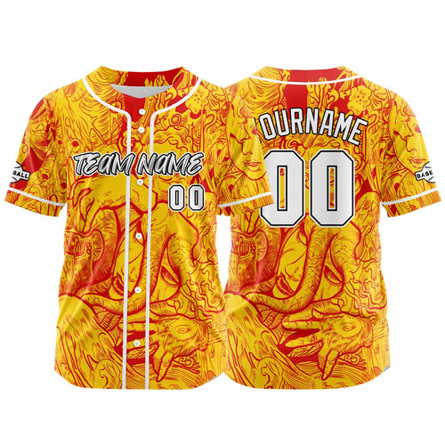 Custom Baseball Uniforms High-Quality for Adult Kids Optimized for Performance Witch-Yellow&Red enthsush