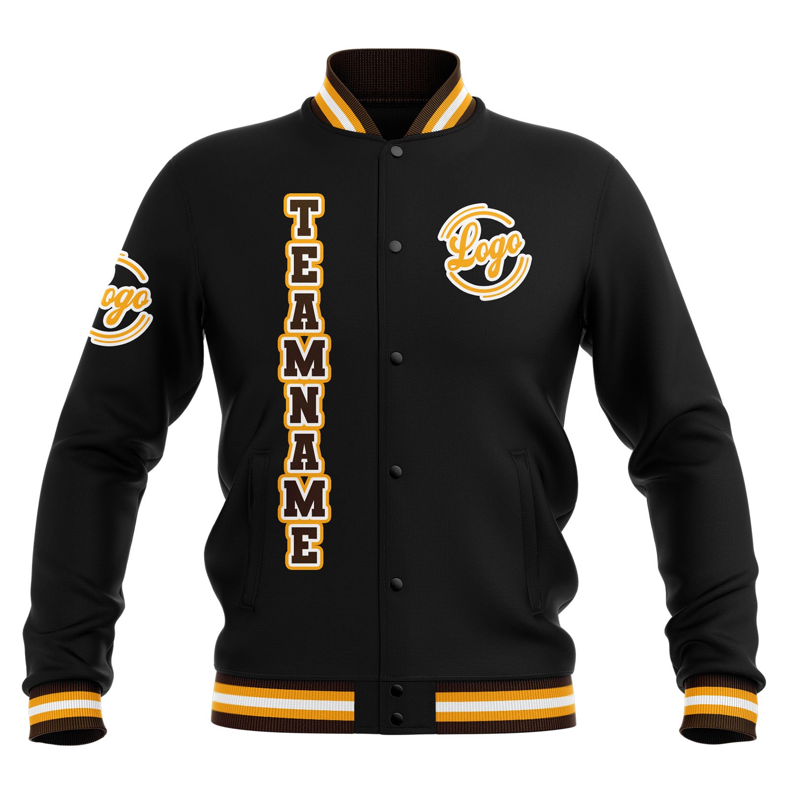 Custom Black Brown Yellow Waterproof Varsity Jackets Personalized Stitched Name Number Logo to Letterman Jackets enthsush
