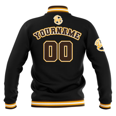 Custom Black Brown Yellow Waterproof Varsity Jackets Personalized Stitched Name Number Logo to Letterman Jackets enthsush