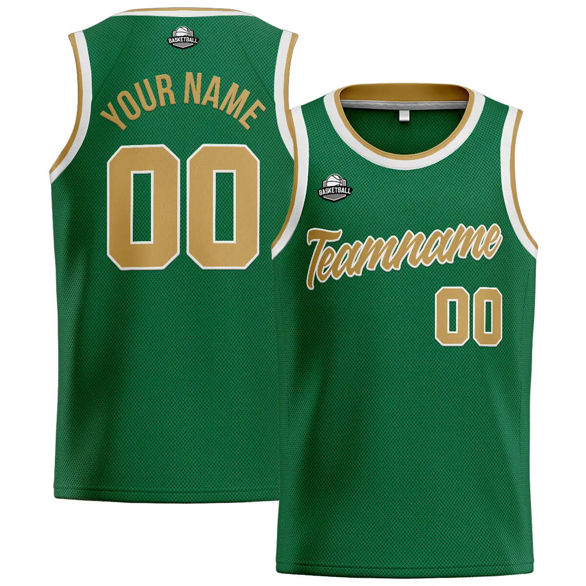 Custom Stitched Basketball Jersey for Men, Women  And Kids Green-Gold-White enthsush