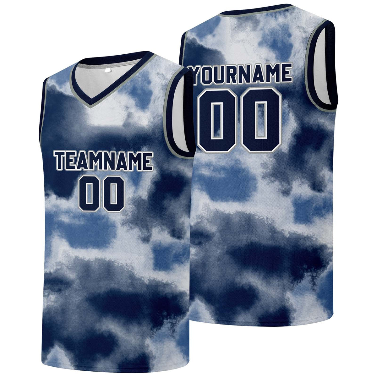 Custom basketball jersey for men and women. Stitched and printed name, number and logo Navy enthsush