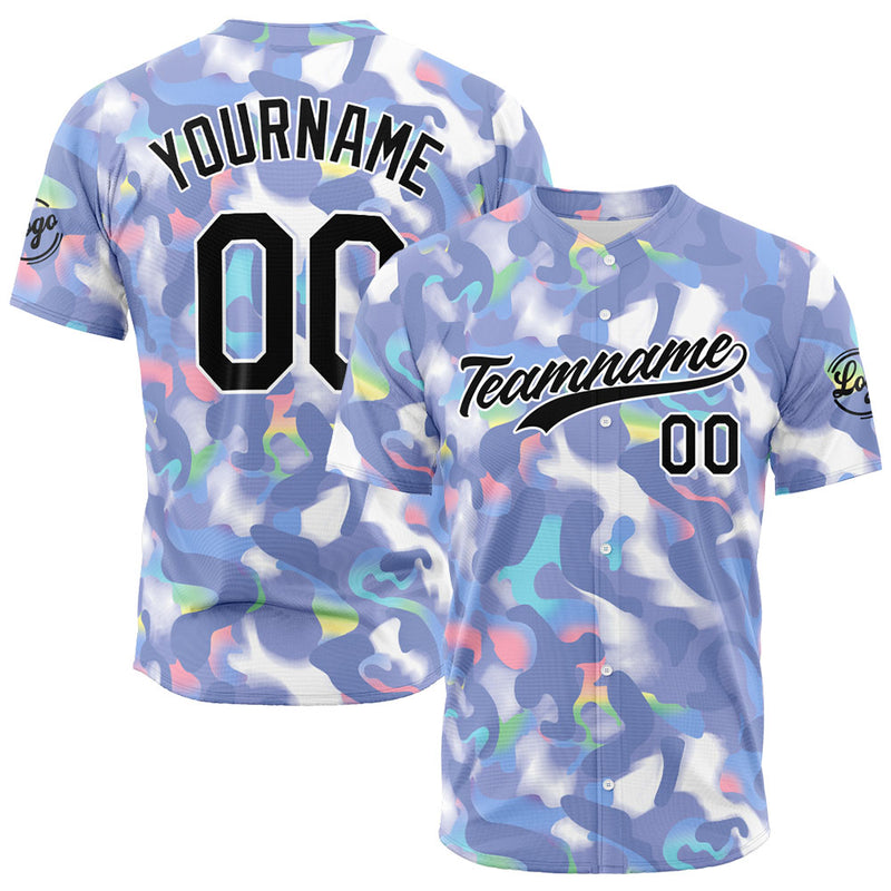 Custom Full Print Design Authentic Baseball Jersey Grey blue