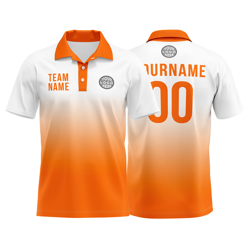Custom White Orange Football Polo Shirts Add Your Unique Logo/Name/Number