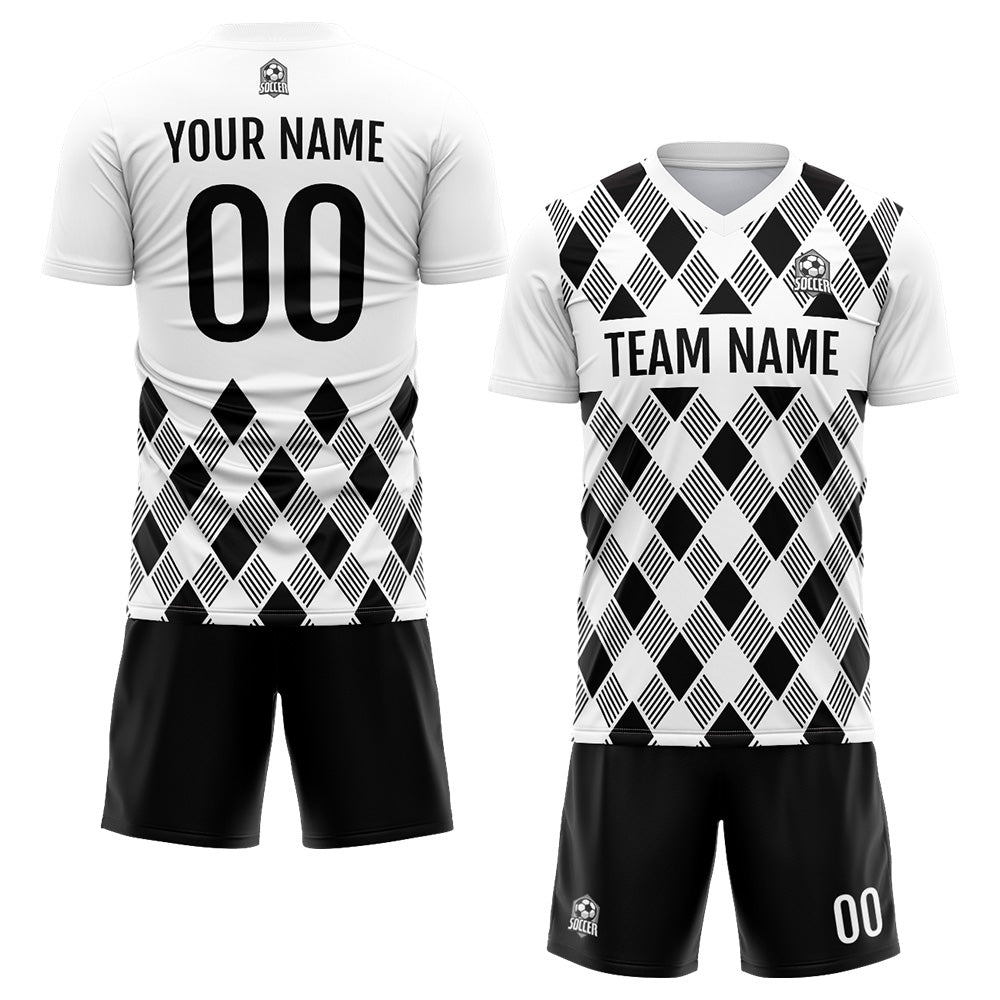 Custom Soccer Jerseys for Men Women Personalized Soccer Uniforms for Adult and Kid White-Black enthsush
