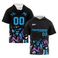 Custom Black Light Blue Short Sleeve Hoodies for Men Women Shirts with Hoods Printed Name Logo enthsush