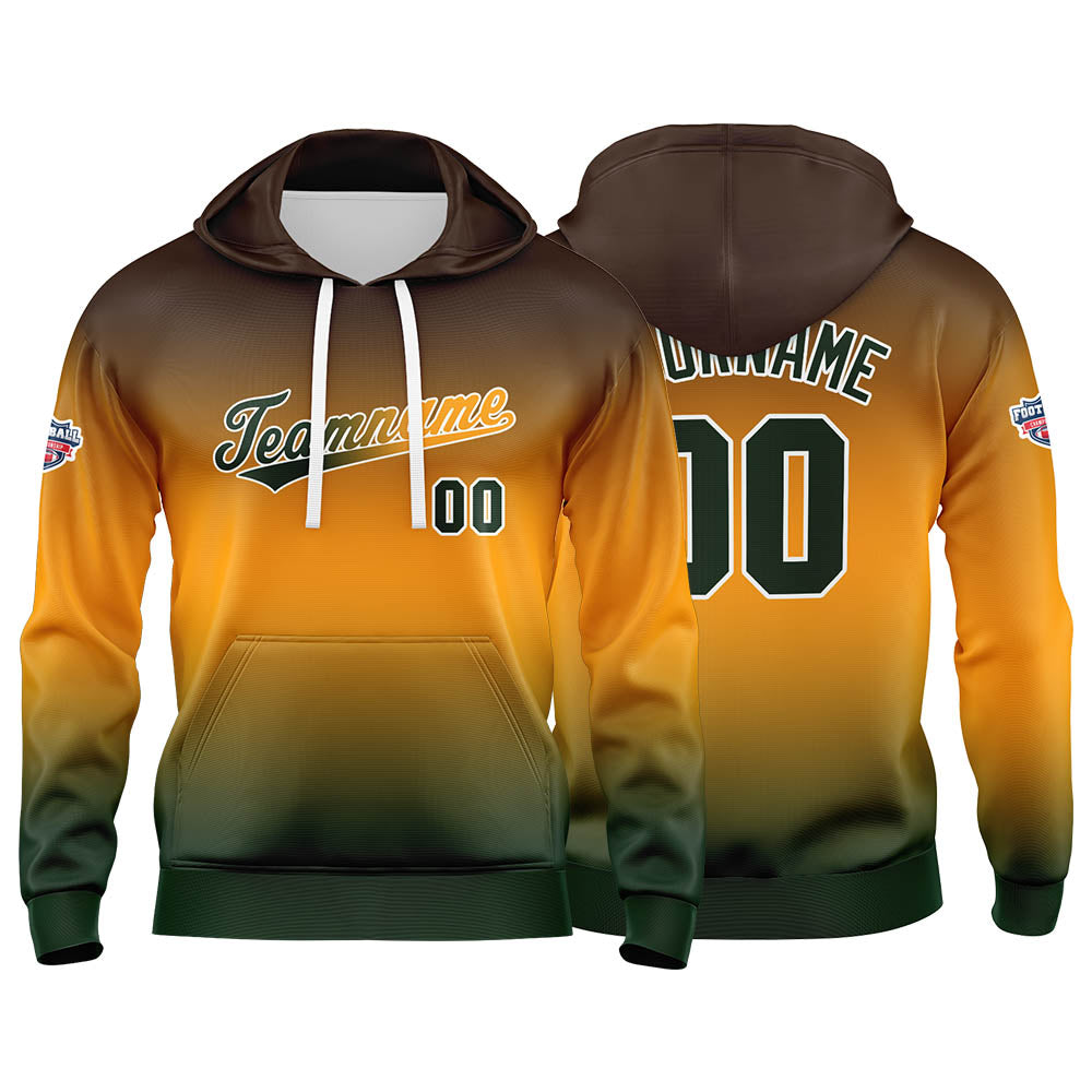 Custom Gradient Hoodie For Man Woman Girl Boy Print Your Logo Name Number Orange Green enthsush