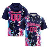 Custom Navy Pink Sleeve Hoodies for Men Women Shirts with Hoods Printed Name Logo