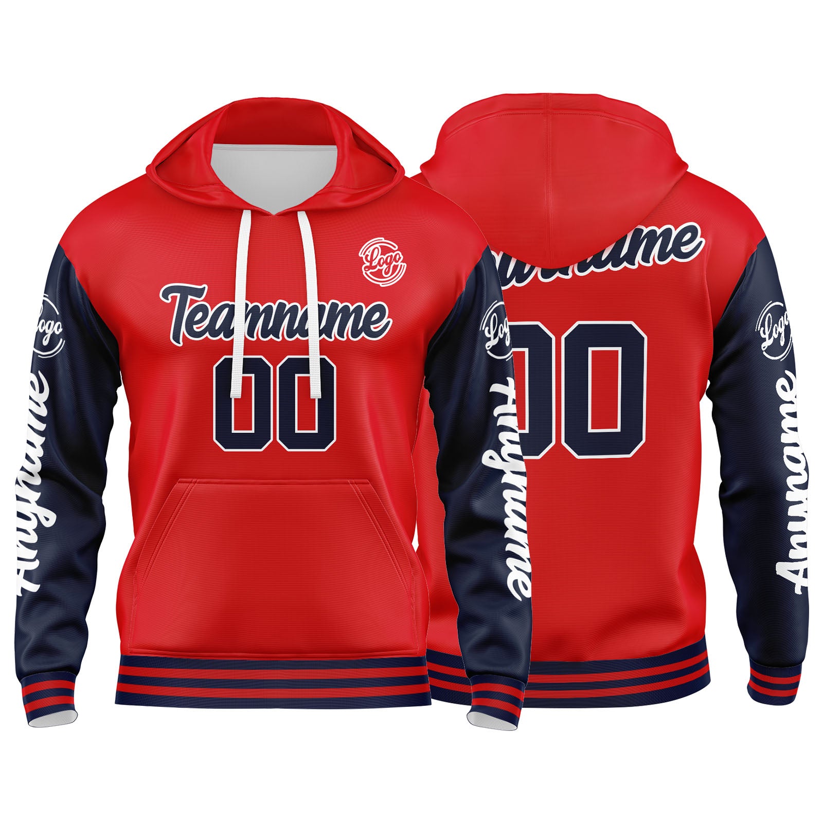 Custom Navy Red Sweatshirt Hoodie For Men Women Girl Boy Print Your Logo Name Number enthsush