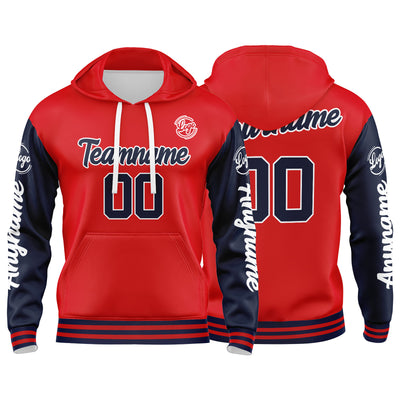 Custom Navy Red Sweatshirt Hoodie For Men Women Girl Boy Print Your Logo Name Number enthsush