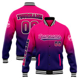 Custom Gradient Varsity Jacket Letterman jacket for Men, Women and Youth Rose&Dark Purple